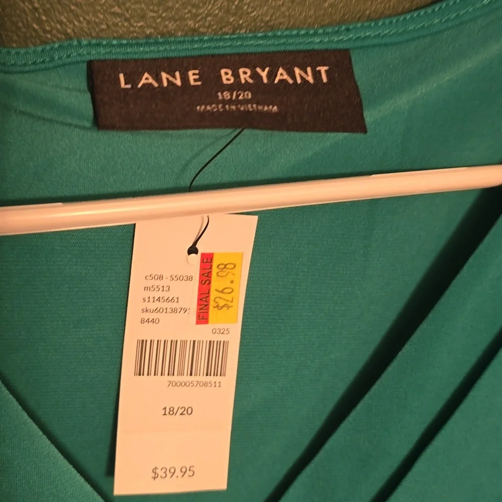 Lane Bryant Teal V-neck Blouse - Picture 2 of 5